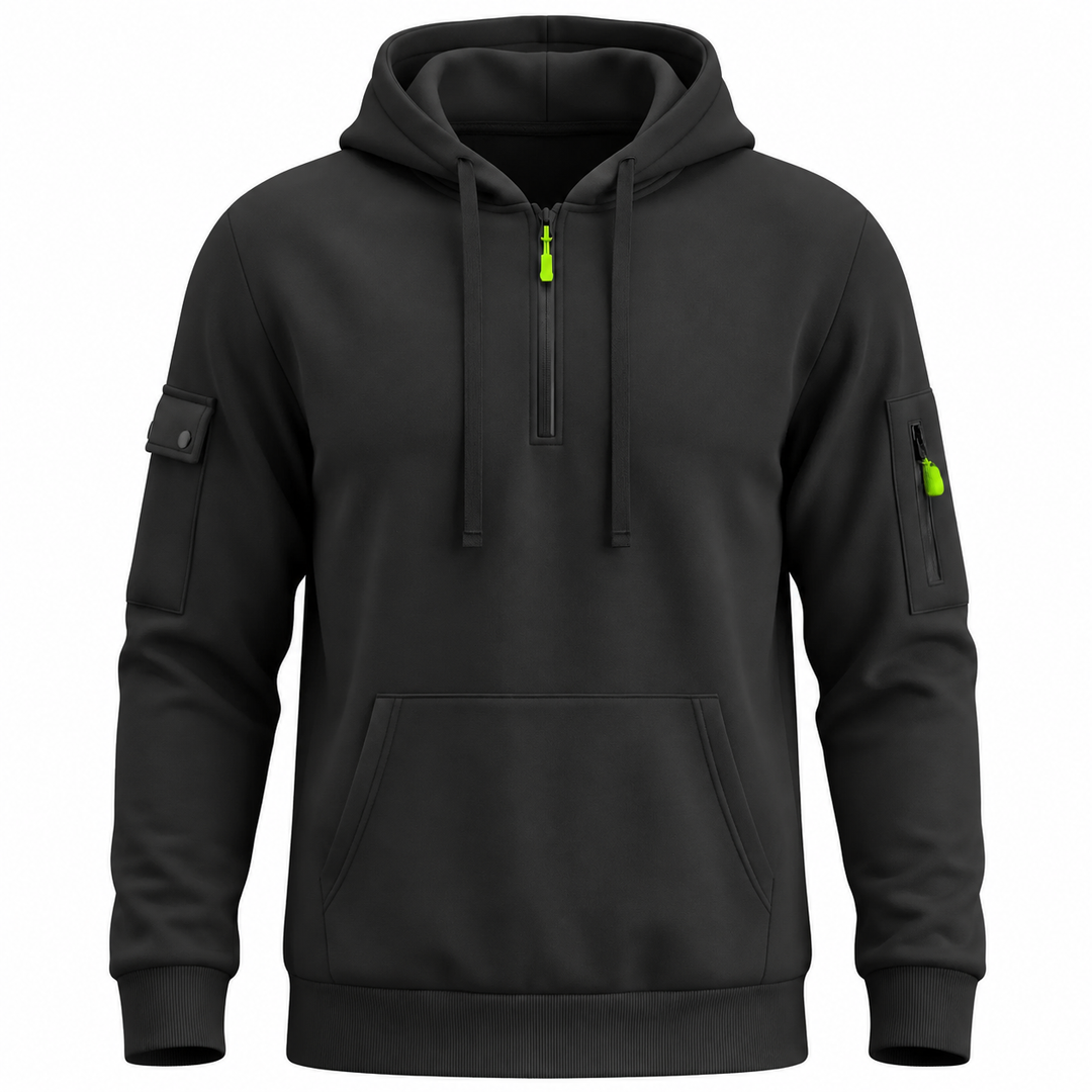 Utility Sleeve-Pocket Half-Zip Hoodie