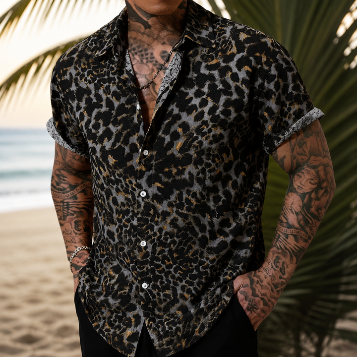 Leopard Print Linen Shirt