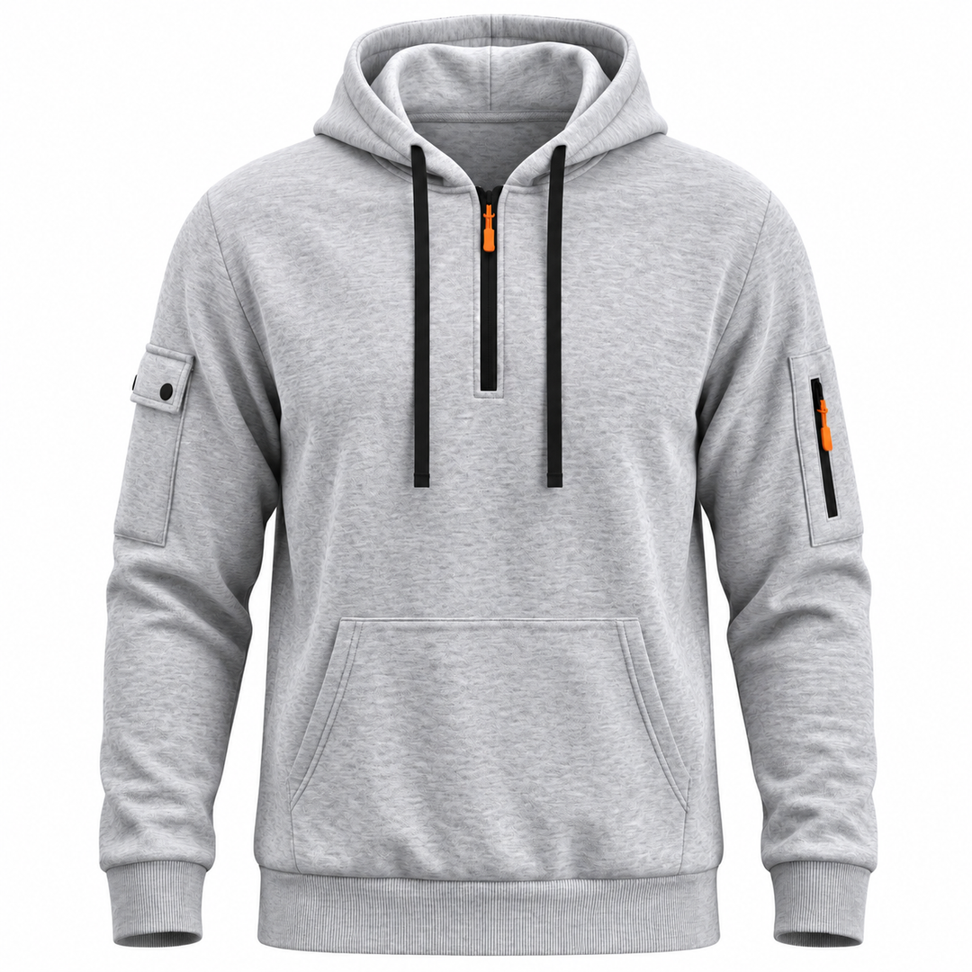 Utility Sleeve-Pocket Half-Zip Hoodie