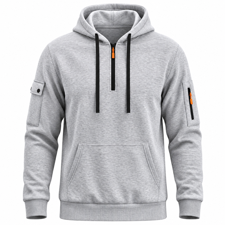 Utility Sleeve-Pocket Half-Zip Hoodie