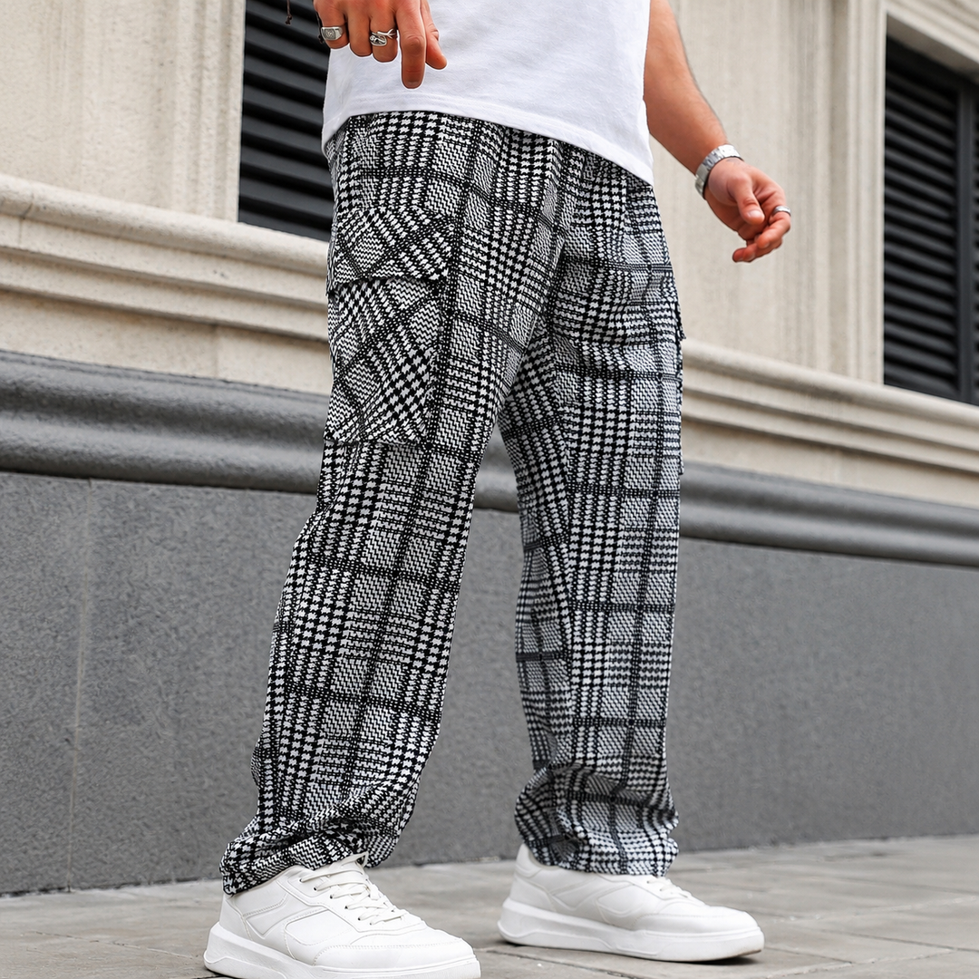 Plaid Wide Leg Casual Pants