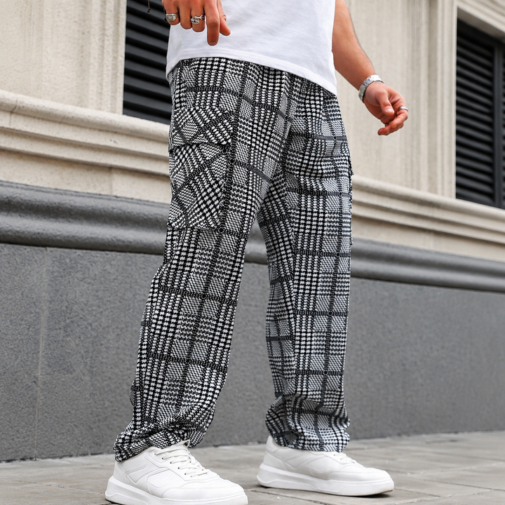 Plaid Wide Leg Casual Pants