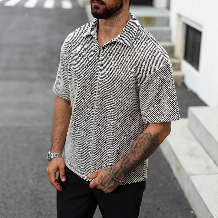 Men’s Textured Plaid Polo Shirt