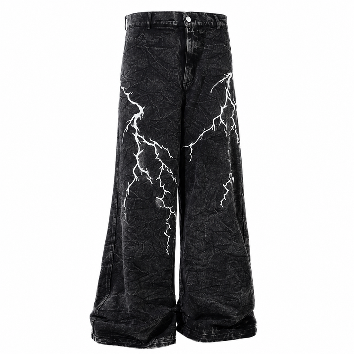 Lightning Embroidered Denim Jeans