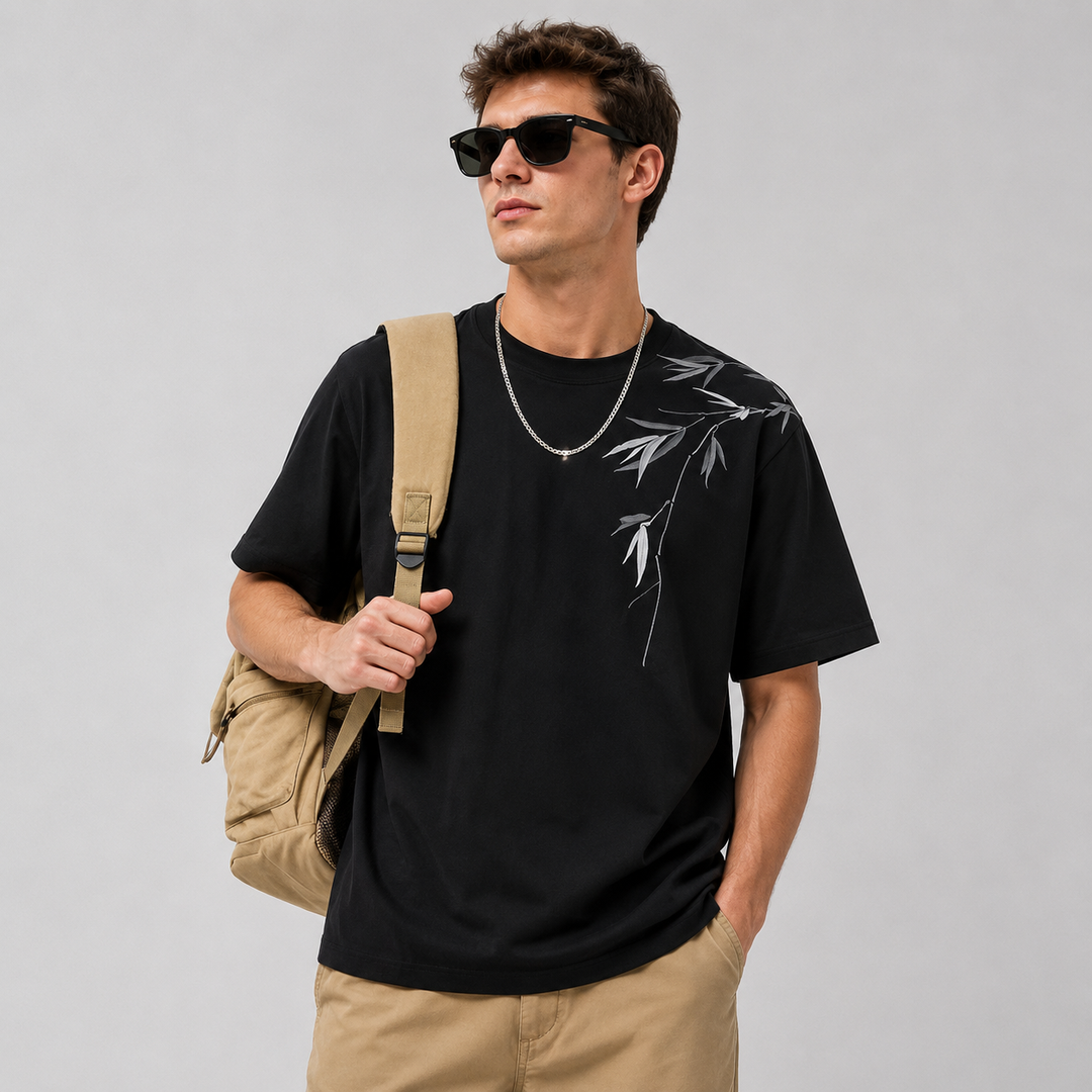 Bamboo Embroidery Graphic T-Shir