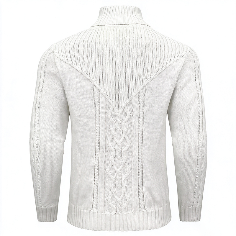 Stand Collar Ribbed Knit Sweater