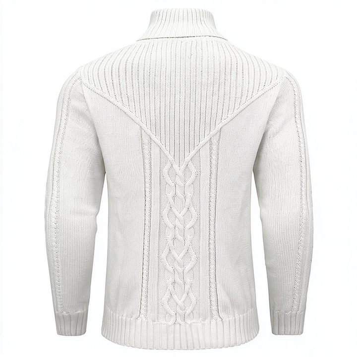Stand Collar Ribbed Knit Sweater