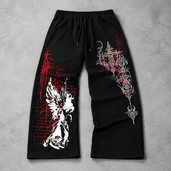 Gothic Graphic Print Casual Sweatpants