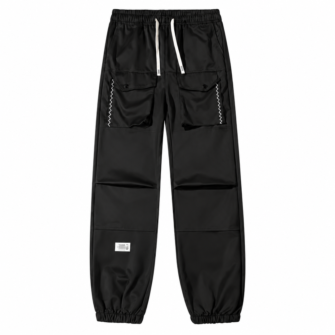 Contrast-Trim Cargo Jogger Pants