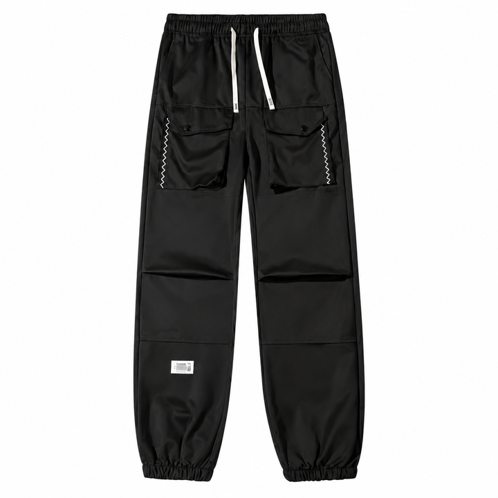 Contrast-Trim Cargo Jogger Pants