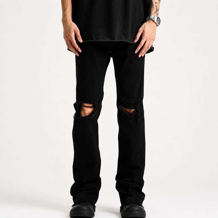 Vintage Distressed Raw Hem Denim Jeans