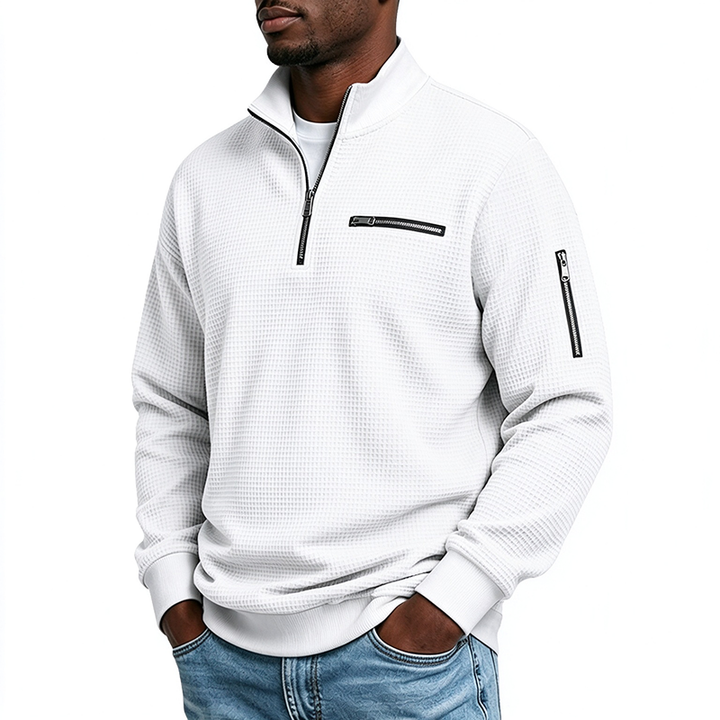 Quarter-Zip Textured Pullover Sweatshirt