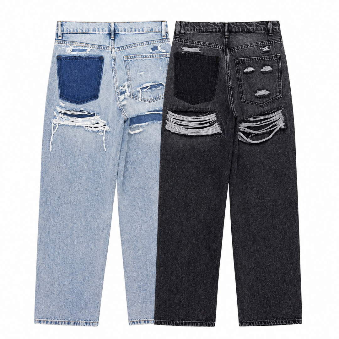 Vintage Distressed Straight Leg Jeans