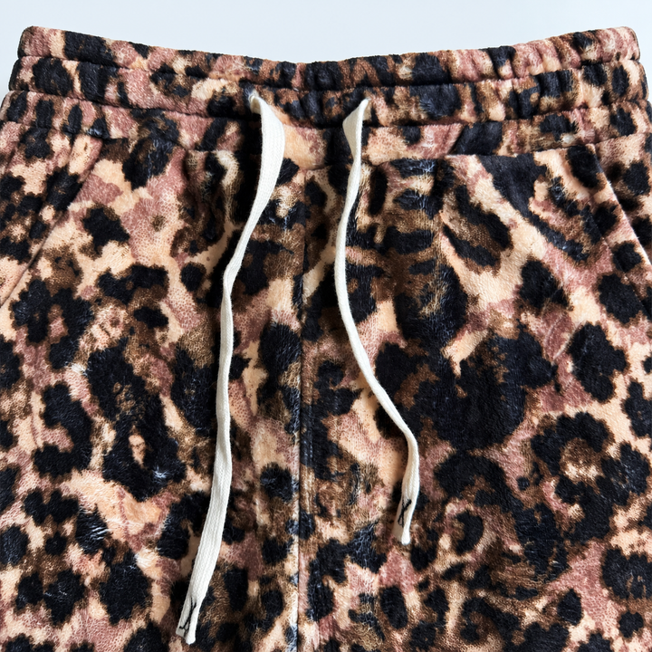 Leopard-Print Plush Baggy Pants