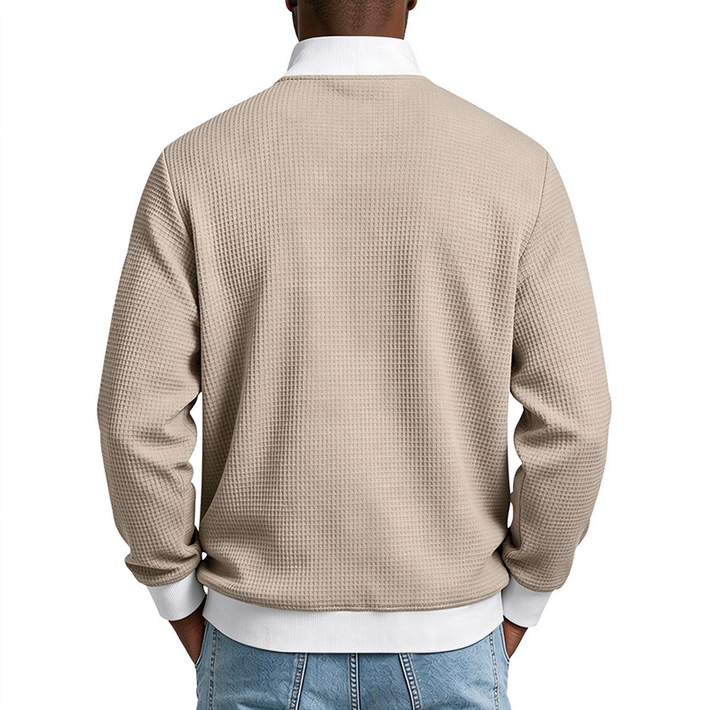 Quarter-Zip Textured Pullover Sweatshirt