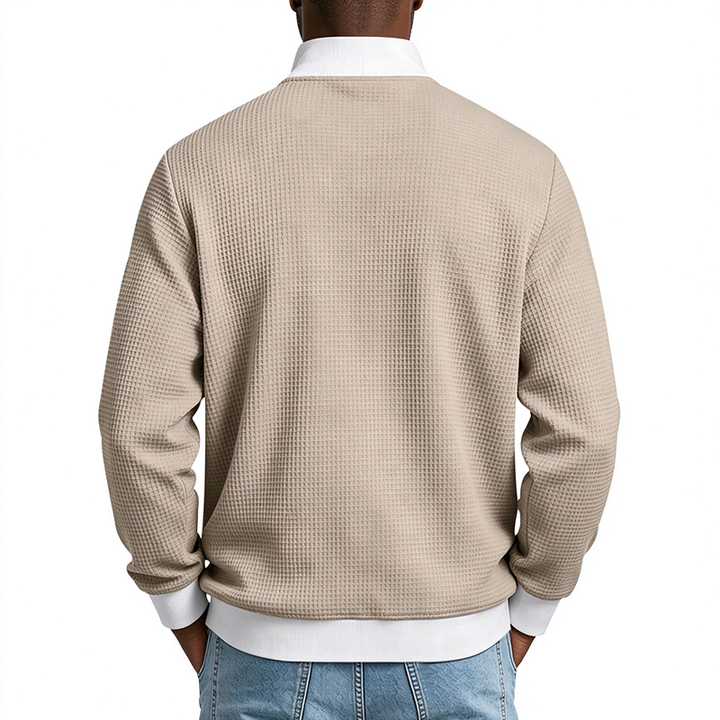 Quarter-Zip Textured Pullover Sweatshirt