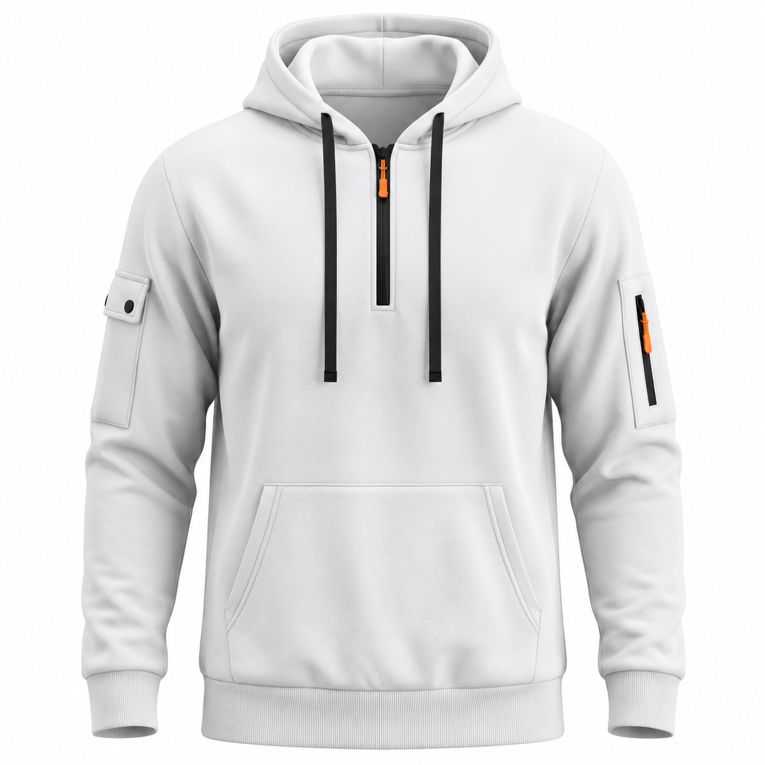 Utility Sleeve-Pocket Half-Zip Hoodie
