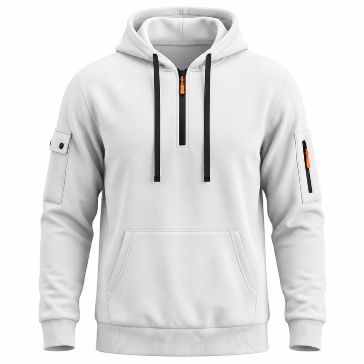 Utility Sleeve-Pocket Half-Zip Hoodie