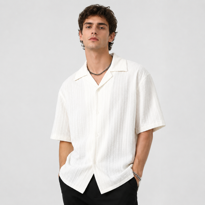 Relaxed Fit Short Sleeve Summer Button-Up