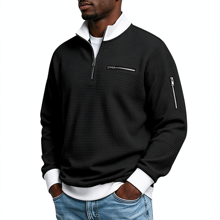 Quarter-Zip Textured Pullover Sweatshirt