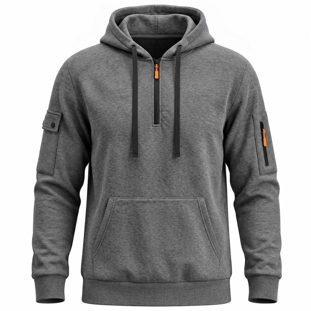 Utility Sleeve-Pocket Half-Zip Hoodie