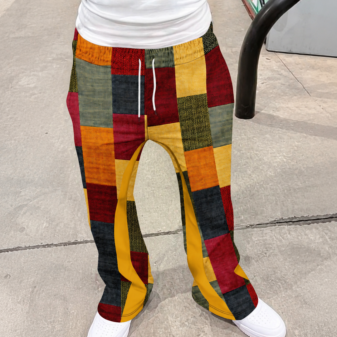 Color Block Patchwork Wide Leg Pants
