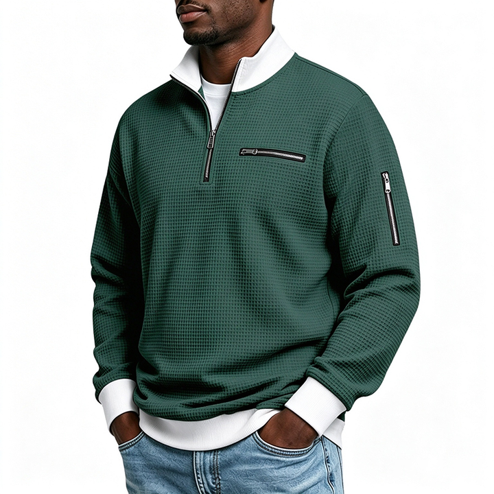 Quarter-Zip Textured Pullover Sweatshirt