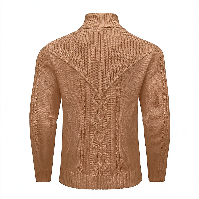 Stand Collar Ribbed Knit Sweater