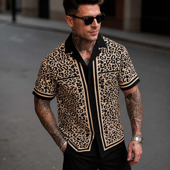 Leopard Print Camp Collar Shirt