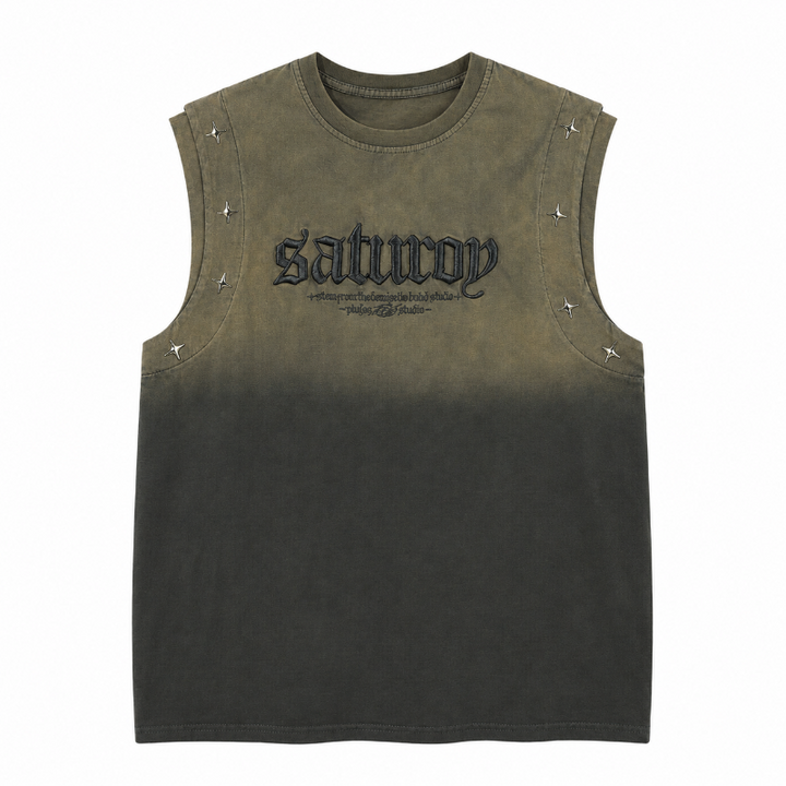 Men’s Vintage Washed Embroidered Tank Top