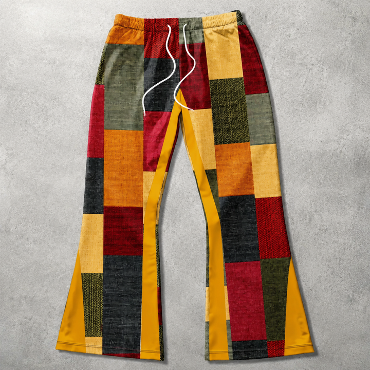 Color Block Patchwork Wide Leg Pants