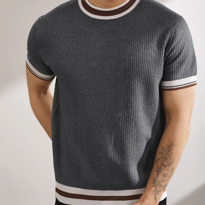Men’s Color Block Striped Knit T-Shirt