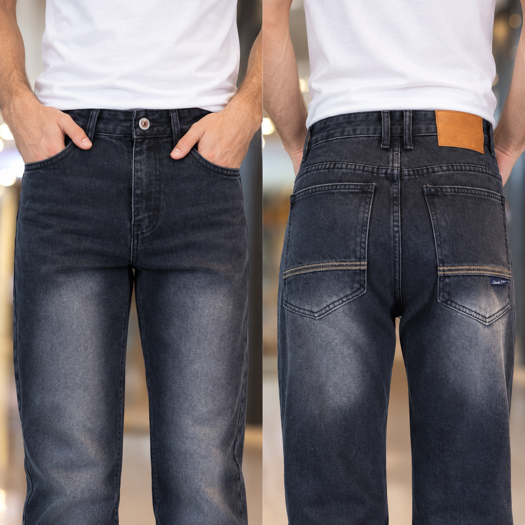 Vintage-Wash Relaxed Straight-Leg Jeans