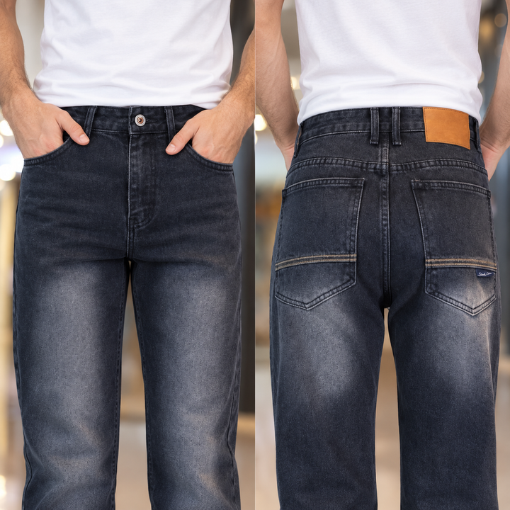 Vintage-Wash Relaxed Straight-Leg Jeans