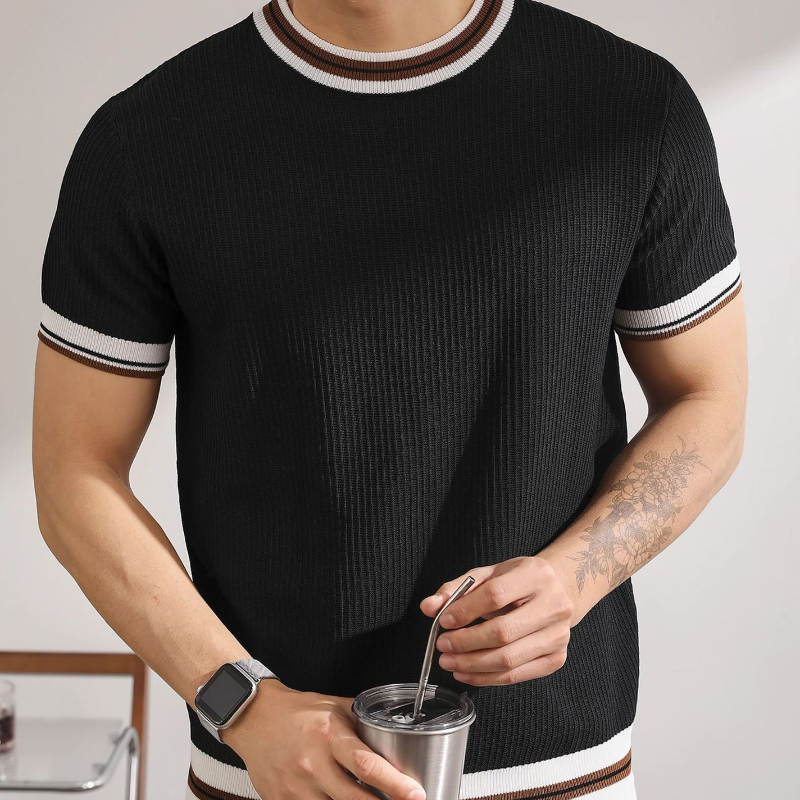 Men’s Color Block Striped Knit T-Shirt