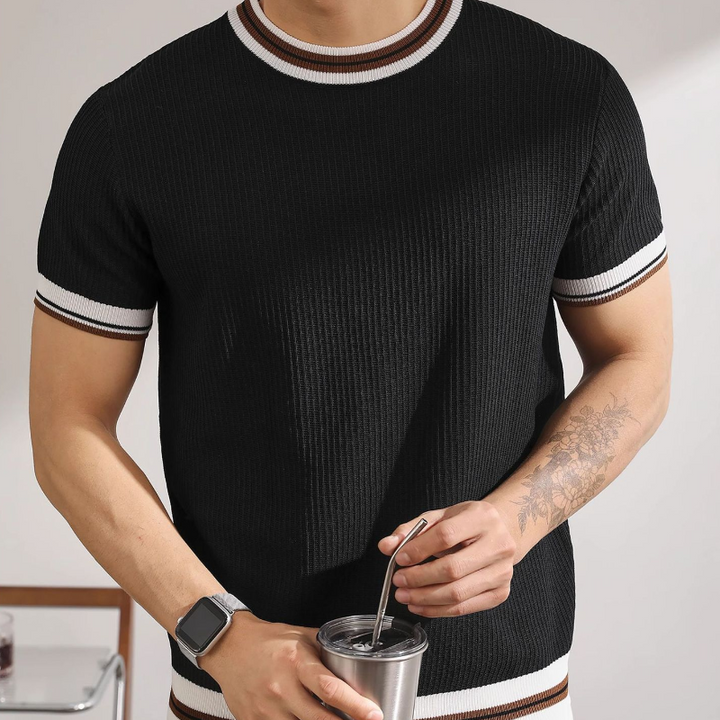 Men’s Color Block Striped Knit T-Shirt