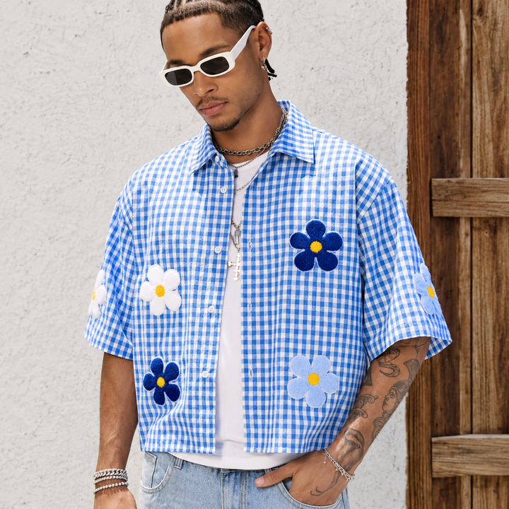 Floral Plaid Short Sleeve Shirt