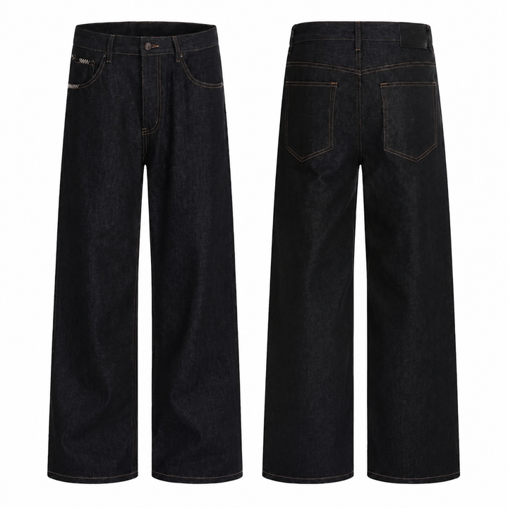 Vintage Raw Wash Curved Leg Jeans