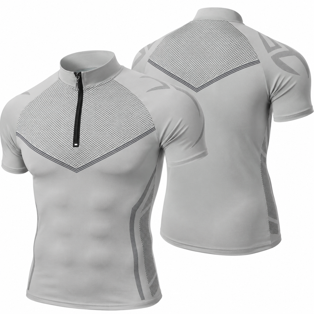 Zip Stand Collar Athletic T-Shirt