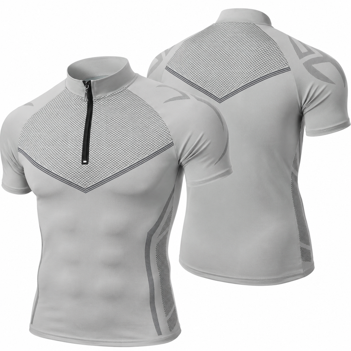 Zip Stand Collar Athletic T-Shirt