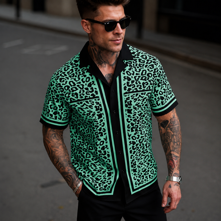 Leopard Print Camp Collar Shirt