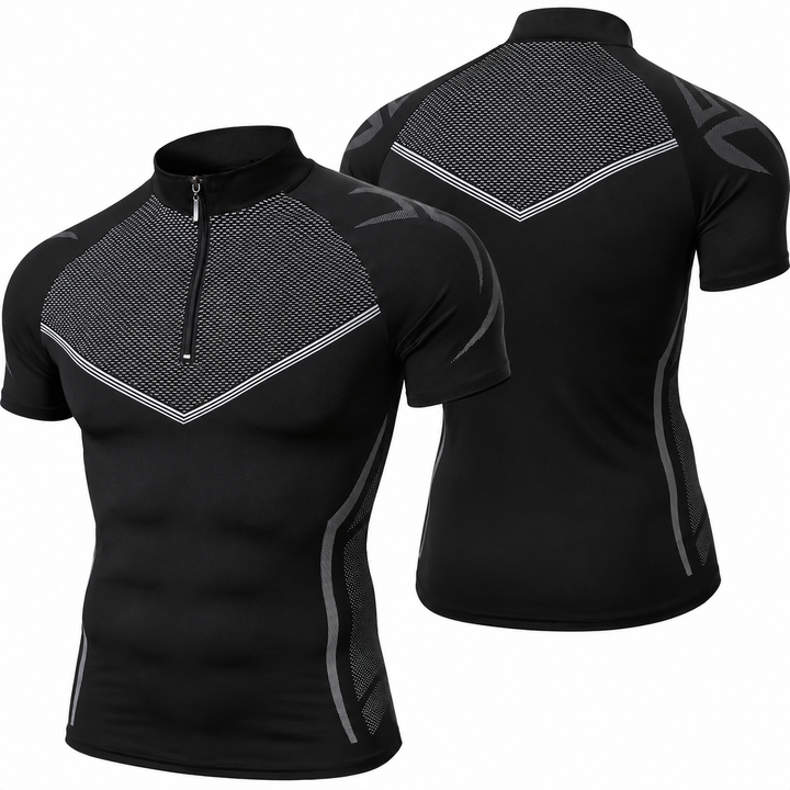 Zip Stand Collar Athletic T-Shirt