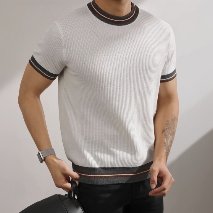 Men’s Color Block Striped Knit T-Shirt