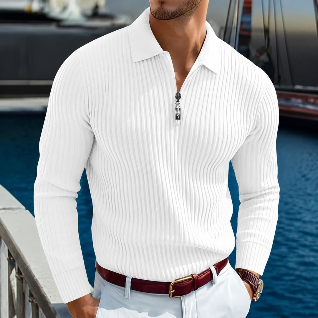 Knitted Long Sleeve Polo Shirt