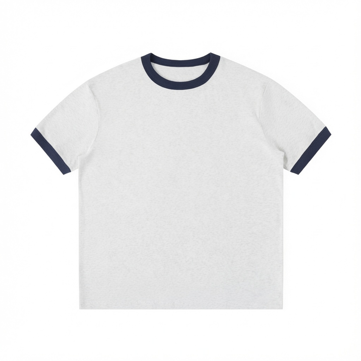 Color Block Cotton Crew Neck T-Shirt