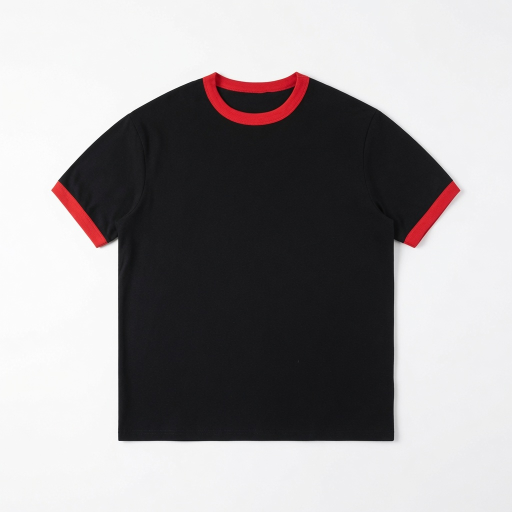 Color Block Cotton Crew Neck T-Shirt