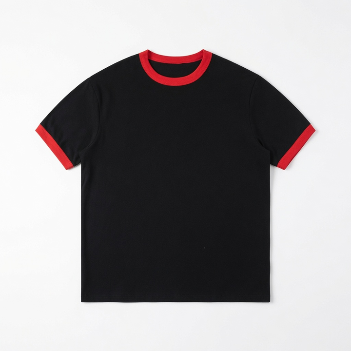 Color Block Cotton Crew Neck T-Shirt