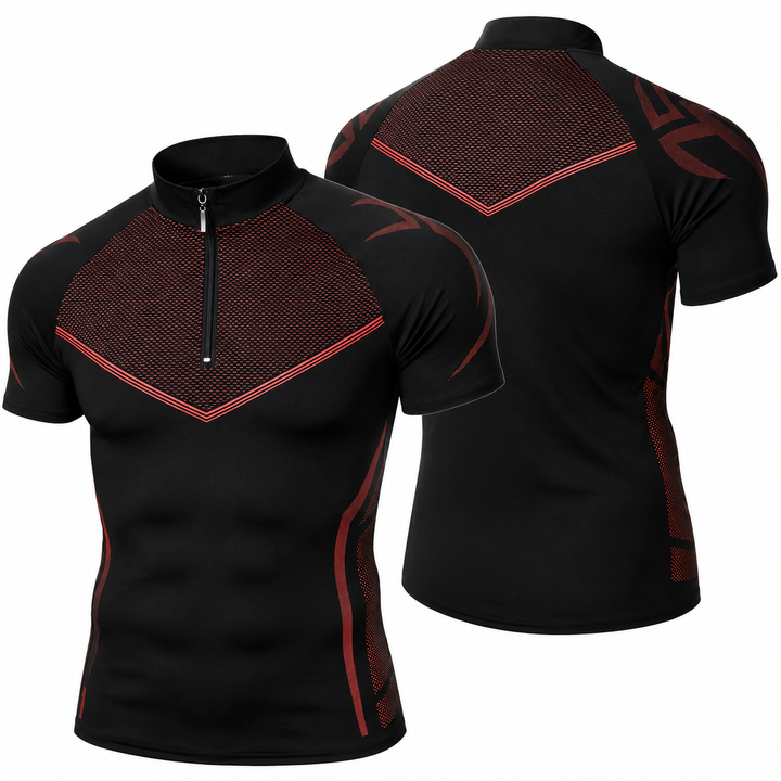 Zip Stand Collar Athletic T-Shirt
