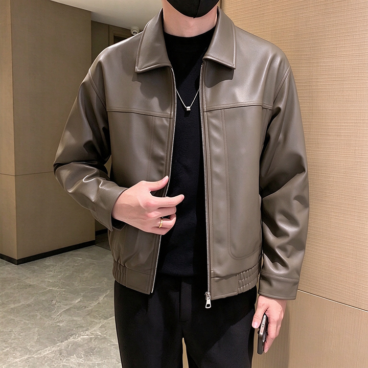 Classic Zip-Up Faux Leather Jacket
