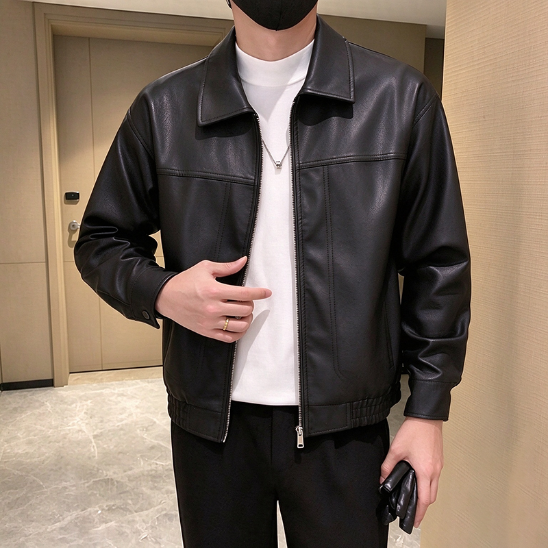 Classic Zip-Up Faux Leather Jacket